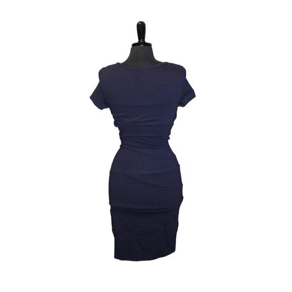 Diane Von Furstenberg Dress Short Sleeve Midi Bodycon Blue Black Size 4 - Picture 3 of 4